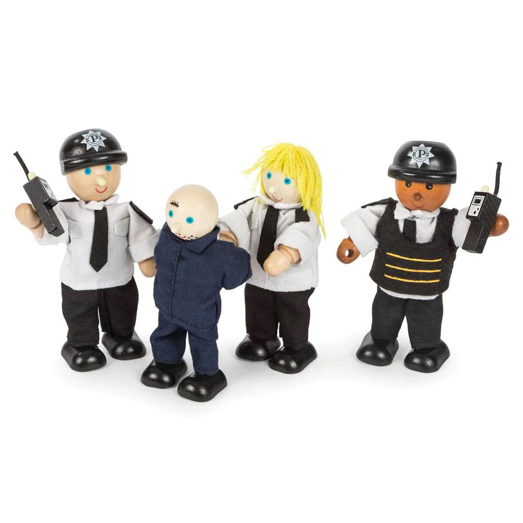 The Tidlo set of three police toy figures are ready for a day of putting baddies behind bars - there's even a prisoner ready to be locked up!  With flexible, poseable arms and legs, each of the toy police figures can stand or sit, and this means that no emergency is out of bounds!