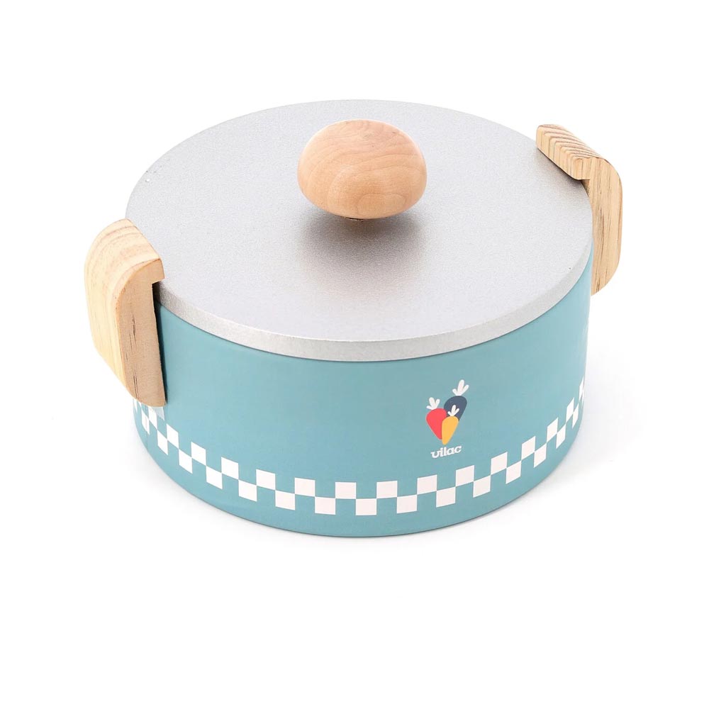 A beautiful wooden cooking pot which will provide hours of entertainment! There are 3 different interchangeable activity trays within the pot where you can match colours, post sliced ingredients through slots, and match up different shaped foods to their corresponding location.