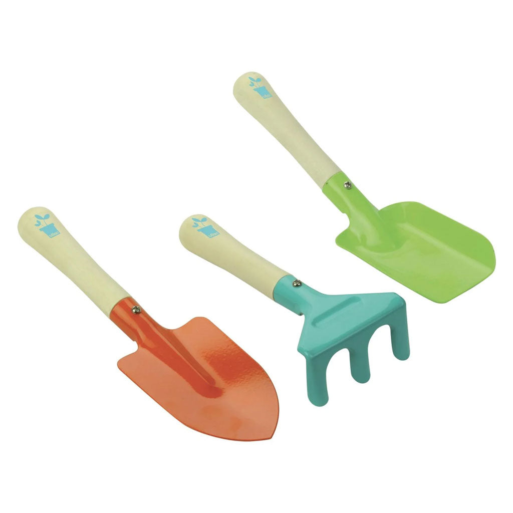 A great starter kit for budding gardeners and enthusiastic sand castle builders alike. These colourful garden tools have smooth wooden handles for little hands and are built to withstand the wear and tear of outdoor fun.