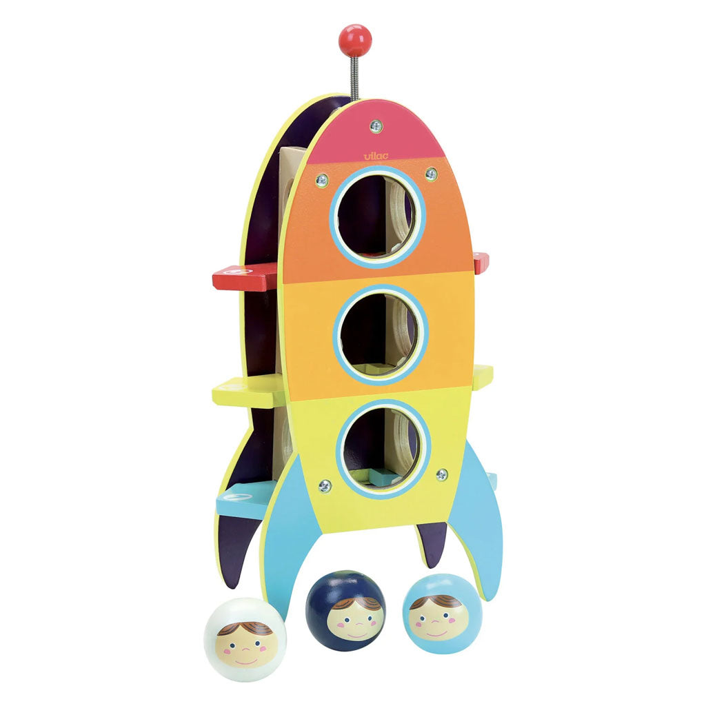 As well as being great to look at and providing hours of entertainment, this colourful spaceship can help to develop your child’s hand-eye co-ordination and fine motor skills.  Inside the spaceship there are three balls, these are the astronauts. Whack each of the astronauts into the spaceship so that they are ready for take-off!  This wooden toy guarantees lots of fun and is perfect for encouraging play for your little ones.