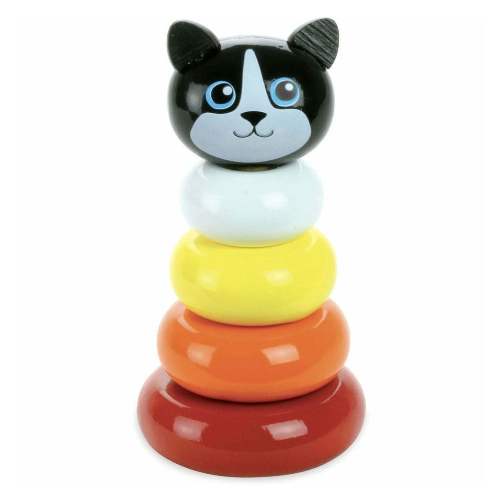 This beautifully designed wooden stacking toy is great for encouraging development, hand to eye coordination and shape sorting in young toddlers. To top it off – a cute little cat which any little one can enjoy!