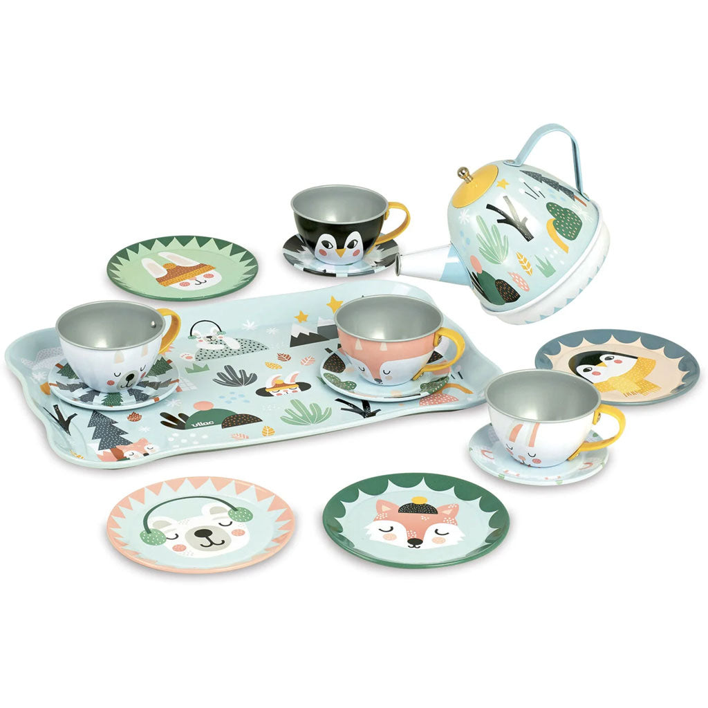 This beautiful, metal, pretend play tea set not only creates hours of fun for your little one to make their friends and family delicious cups of pretend tea, it also doubles up as a musical set!  Wind the teapot up to hear the tune of the classic nursery rhyme ‘how much is that doggy in the window’!