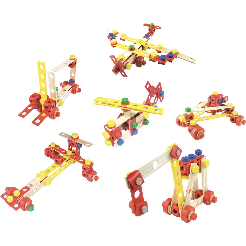 With this construction set your little ones are only limited by their imagination! There are endless possibilities for construction with all the pieces being compatible with each other.  The set comes with 6 model sheets of awesome vehicles to be constructed in case some inspiration is needed to get started.