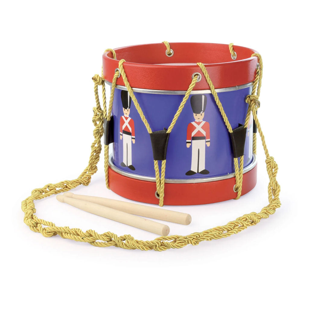 The Little Drummer is a brilliant traditional gift for children and a great first toy! It is beautifully illustrated with toy soldiers and comes with two drumsticks and a handy gold neck cord, so it can be played on the go with ease.