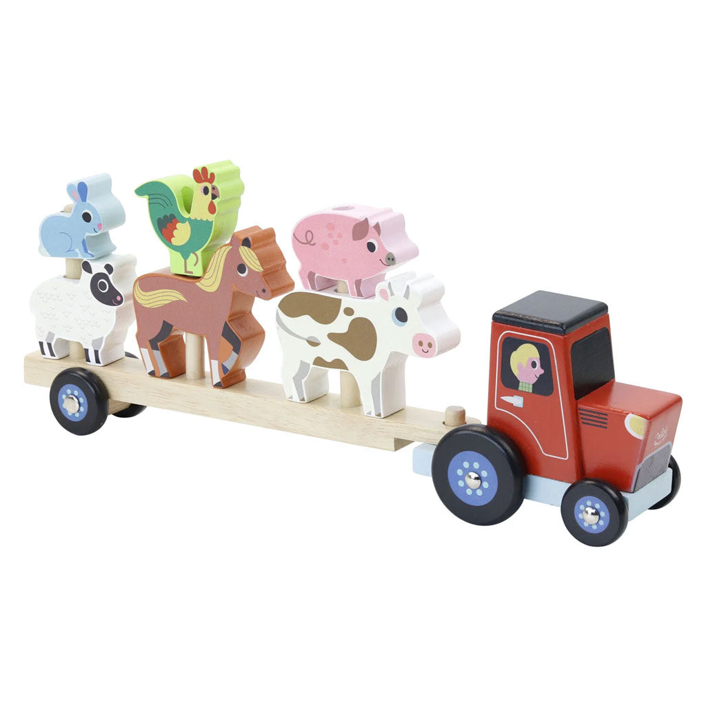 This beautifully designed wooden farm yard stacking toy is great for encouraging development, hand to eye coordination and shape sorting in young toddlers. Not only is it a shape sorter/stacking toy, the individual farmyard characters are great fun to play with on their own, encouraging imaginative and independent play.