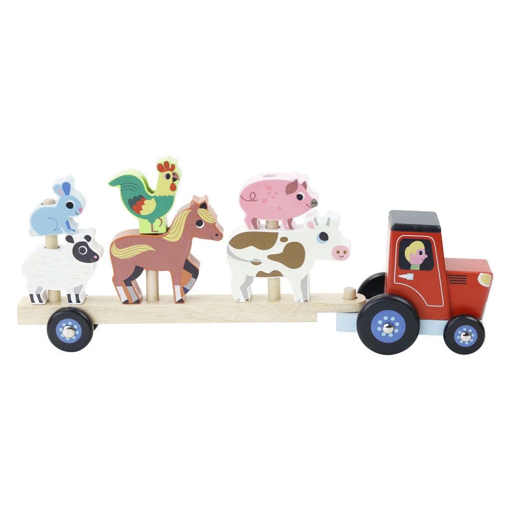 Vilac Tractor & Trailer with Animal Stacking Game