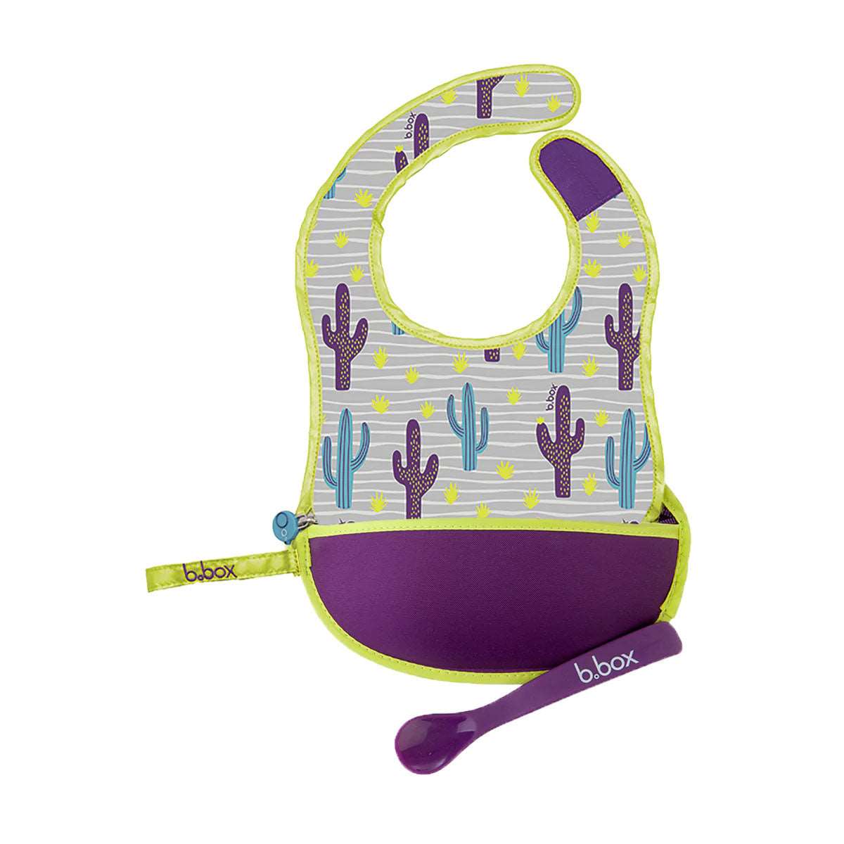 b.box Travel Bib and Spoon with Adjustable Neck Strap and Pouch.