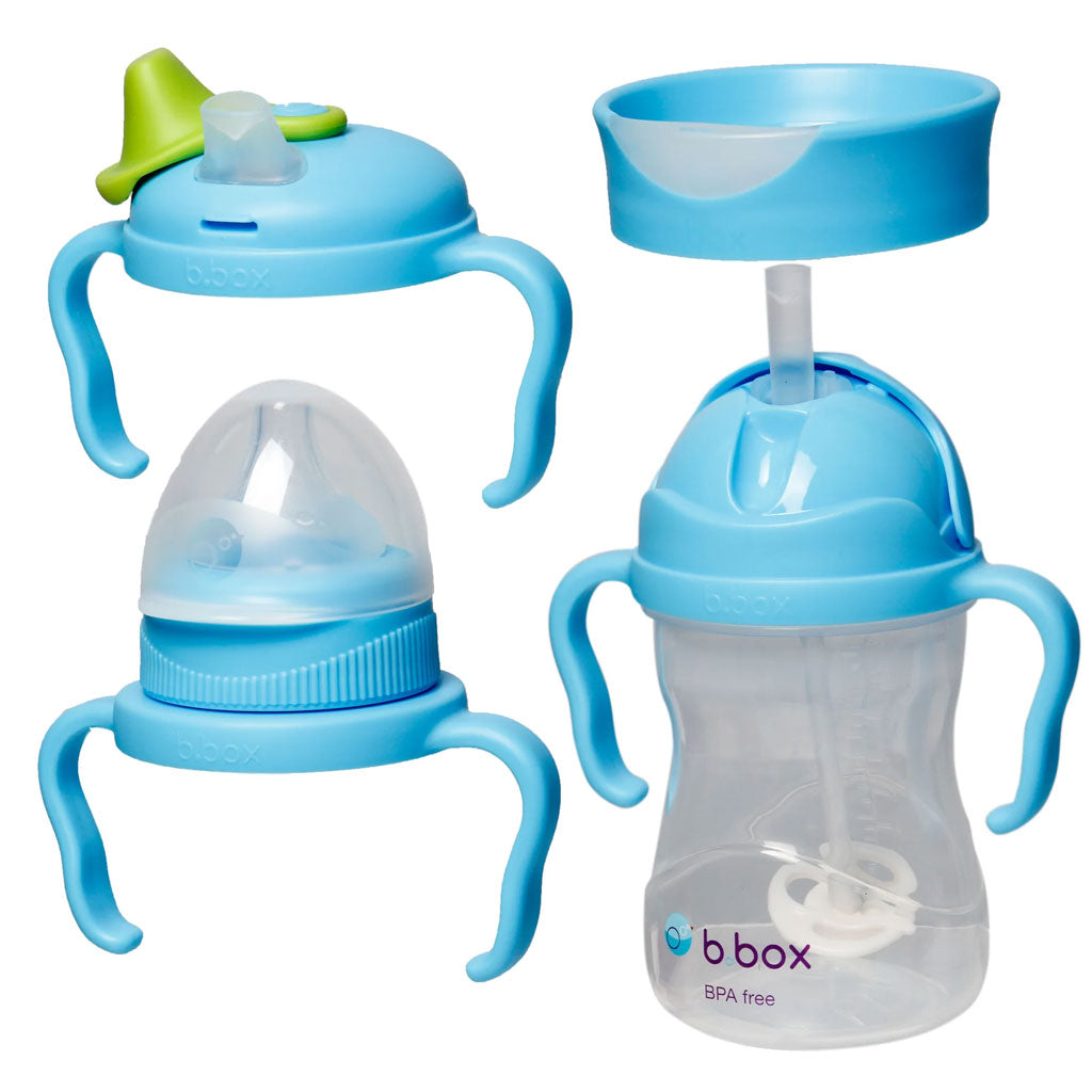 4 cups in 1, taking bubs from bottle feeding to toddler training in one great value pack. Base fits each lid. Simply change lids as baby grows, catering to every age and stage from 4 months to 12 months plus