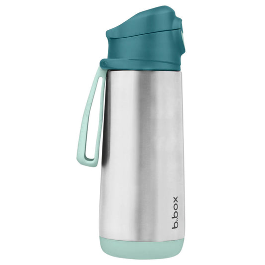 Offering easy flow drinking from a soft silicone spout and double-walled, stainless steel insulated bottle to keep drinks cool for up to 15 hours and warm for up to 8 hours.