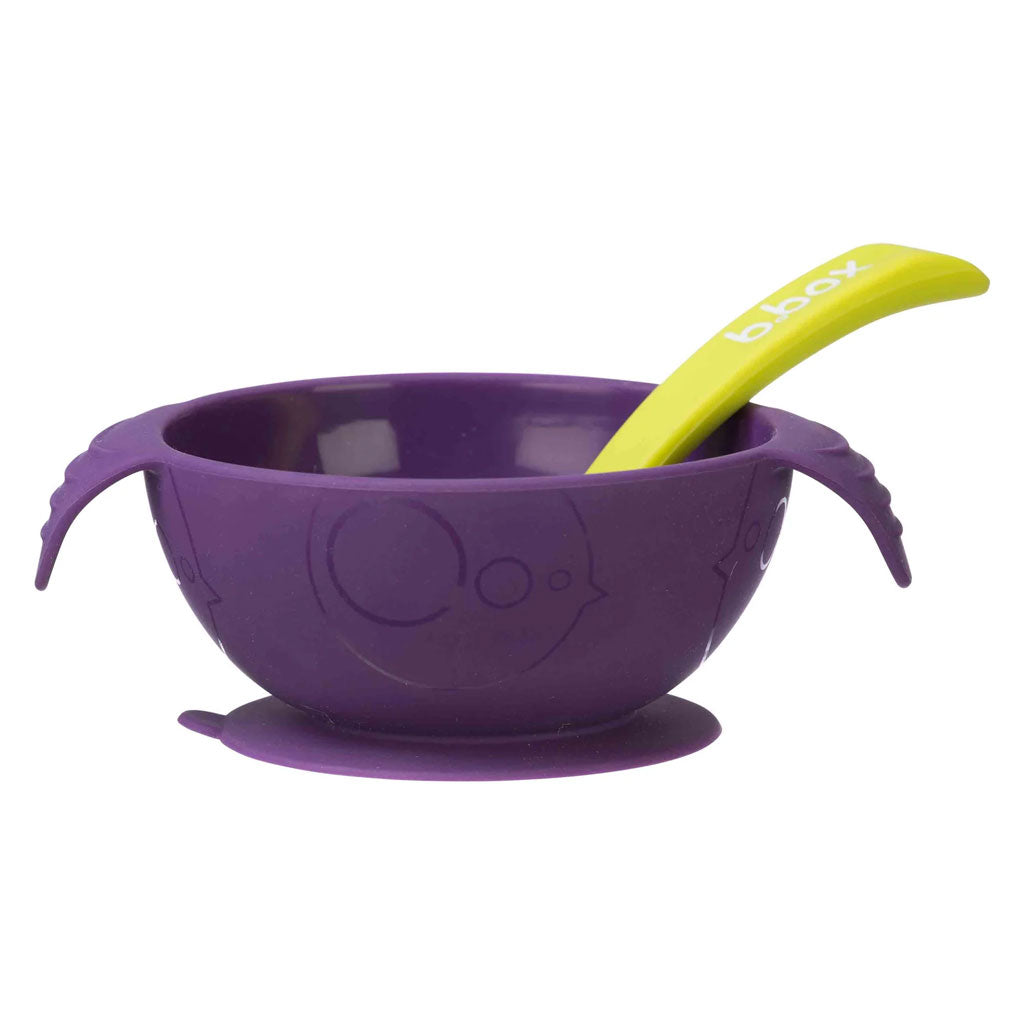 This silicone bowl has super suction powers to ensure the bowl stays put, challenging even the most energetic of toddlers! The set also includes an FDA food grade silicone spoon.