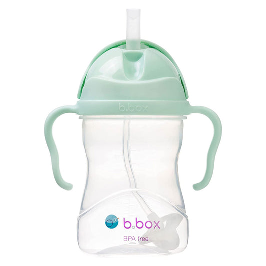 The b.box Sippy Cup is a reusable baby and toddler water bottle which comes with a weighted straw and easy grip handles. The flip top lid makes it easy to use. Drink from any angle.